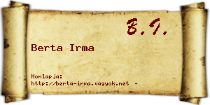 Berta Irma névjegykártya